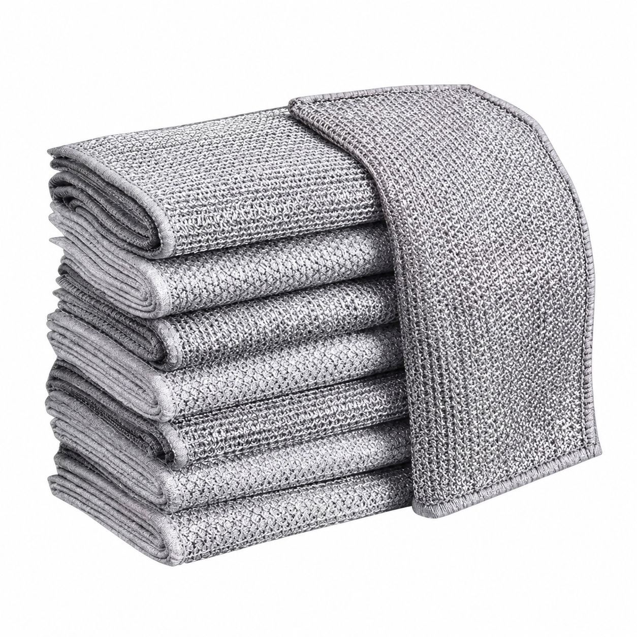 Wholesale In-Stock Alternative to Steel Wool Silver Dishwashing Cloth, Double-Layer Household Oil-Removing Steel Wool Dishwashing Cloth