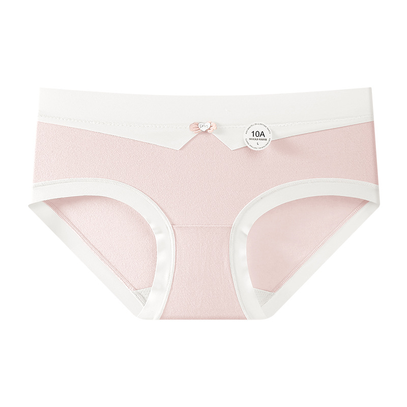 Ropa interior de mujer de algodón puro de color caramelo, agradable para la piel y transpirable 10A antibacteriano de seda de morera entrepierna elástica sin costuras pantalones de cadera para niña