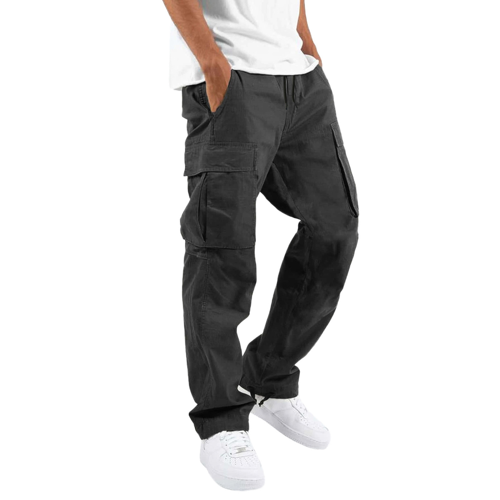 Pantalons de travail décontractés pour hommes, nouvelle collection printemps-automne, avec cordon de serrage et poches_voghion.com