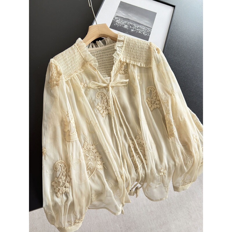 2026 Thin Style Ruffled Collar Elegant and Youthful Shirt, Loose Casual Lace Blouse Wholesale H21Ht6236