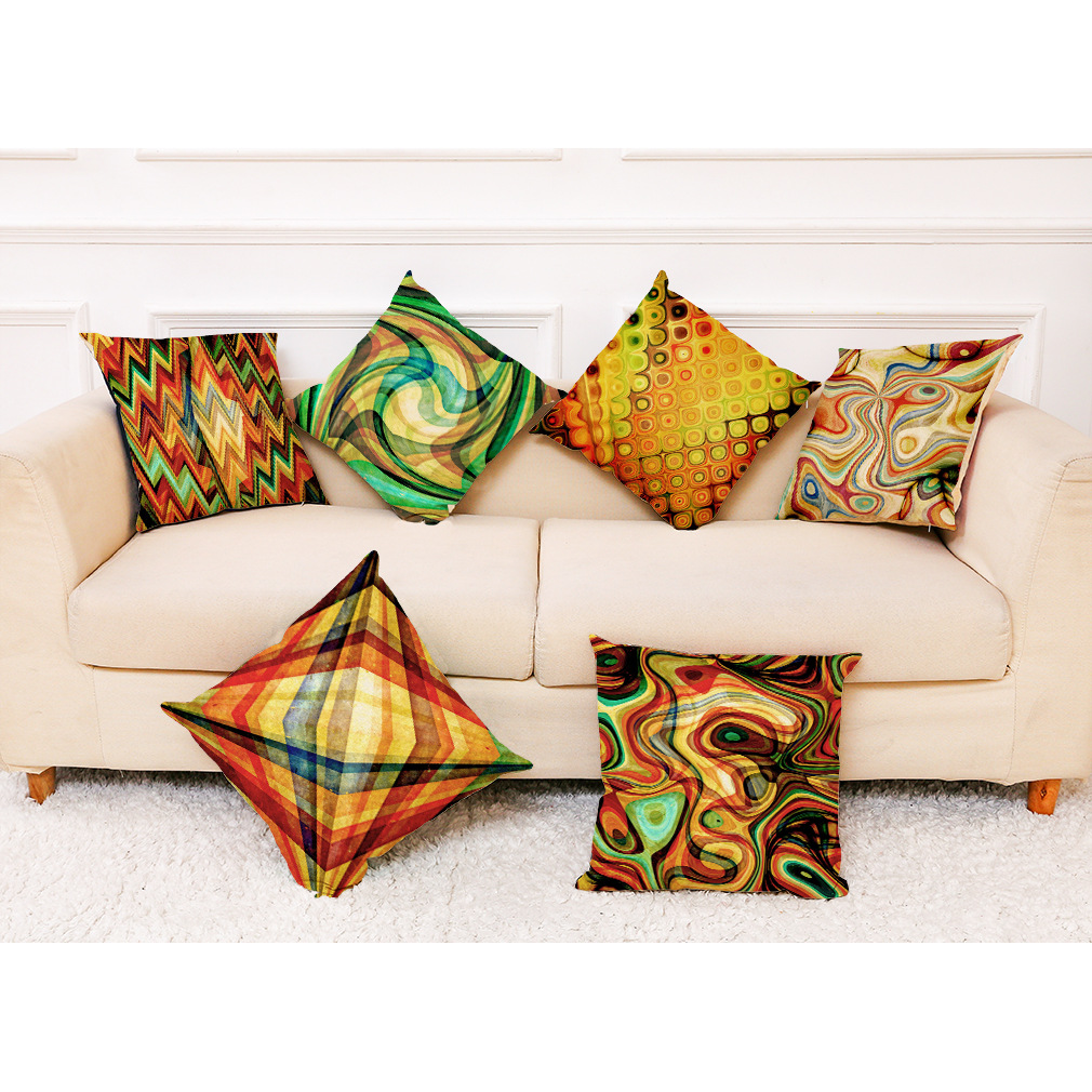 亚马逊 eBay 跨境抽象几何图案棉麻抱枕套 汽车靠垫 午睡抱枕靠垫