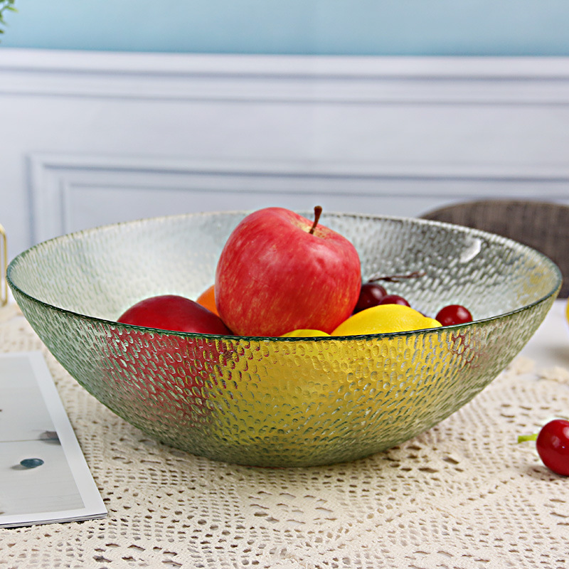 Creativo colorido Punto de cáñamo ensaladera tazón de fruta tazón de vidrio tazón de sopa tazón de postre sala de estar plato de fruta de alto aspecto