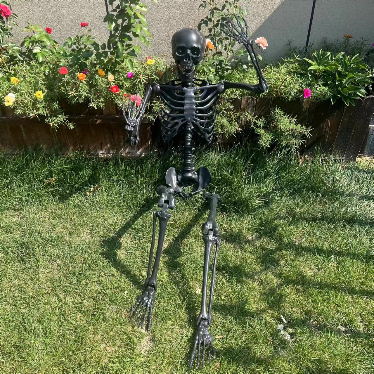 Nuevo producto explosivo Amazon comercio electrónico Halloween esqueleto esqueleto colgando fantasma cuerpo humano negro 170 estante de props esqueleto