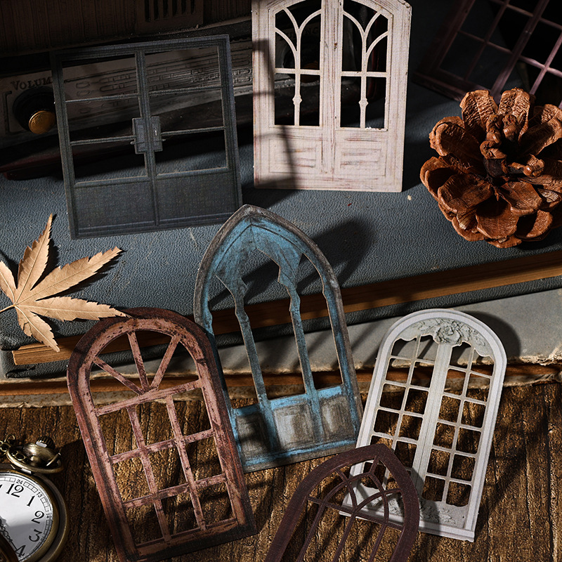 Paquete de material de papel especial de ventana tallada Yayun, serie de mansión retro transfronteriza, ventana hueca, papel de material de decoración de cuenta manual