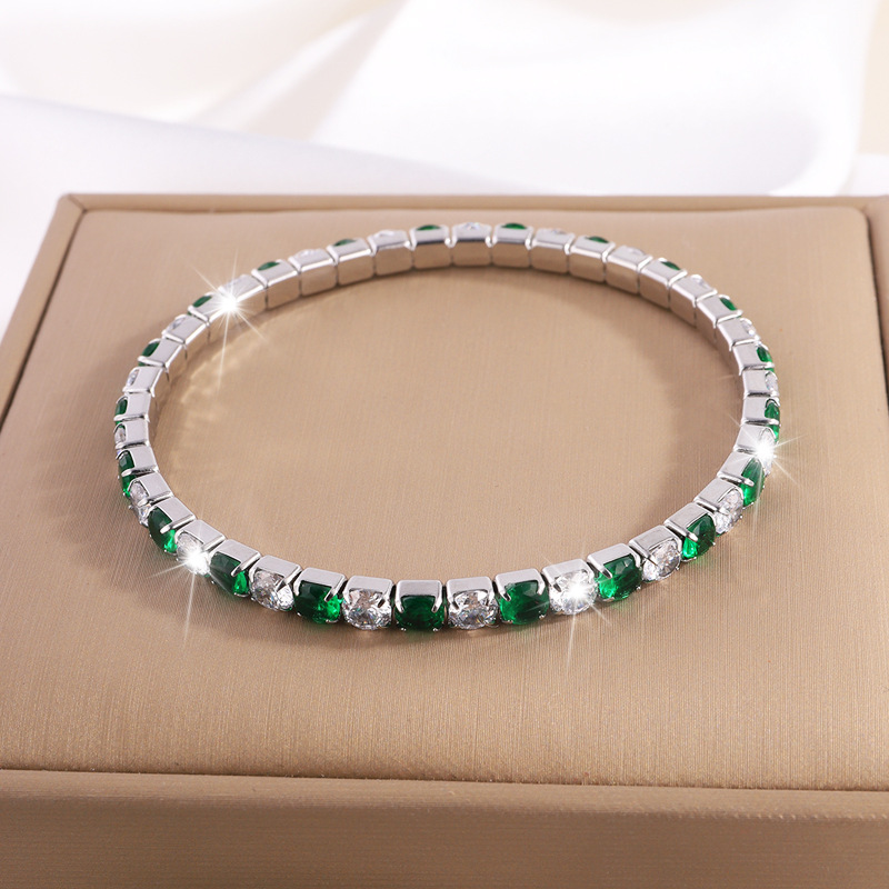 Brazalete de acero de titanio elástico diamante ligero de diamante pulsera de lujo para nichos de moda transfronterizos pulsera joyería