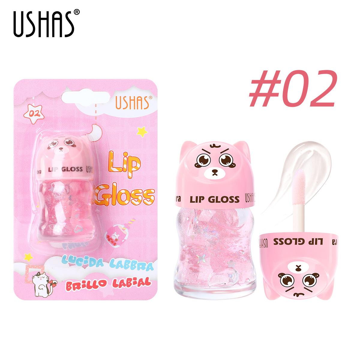 USHAS 3-Farben-Liquid-Gloss-Lang anhaltendes Lippenöl mit Box-Pack_voghion.com