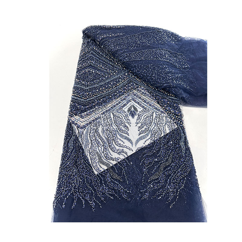 Tejido de vestido de boda de la industria pesada de Oriente Medio bordado cuentas de tela de tubo de cuentas de lenteja cuentas de encaje fábrica directa