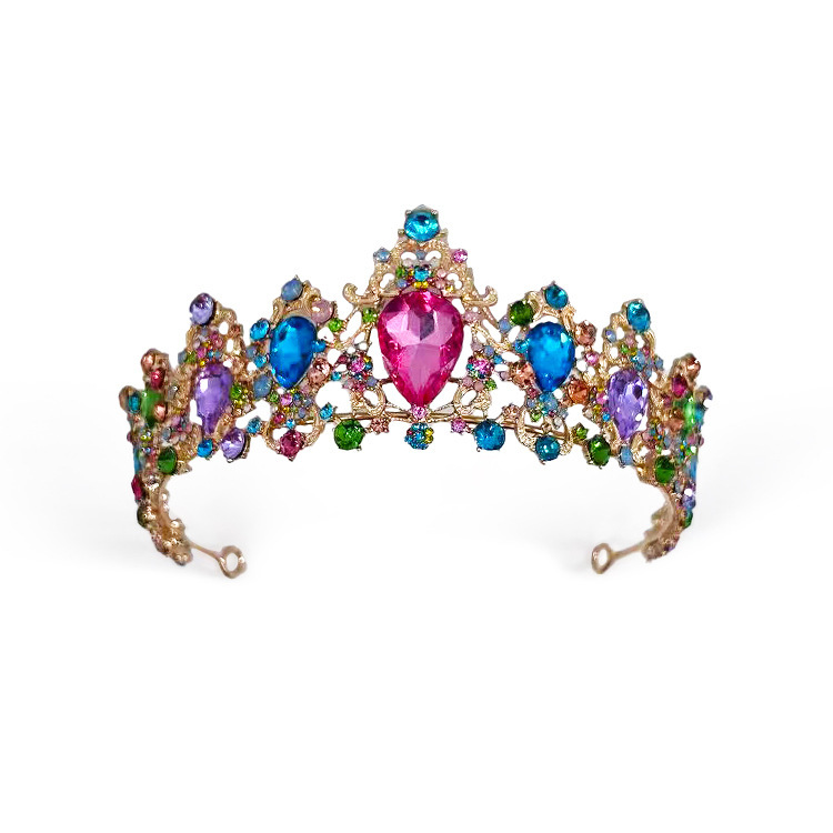 Corona de novia europea y americana con diamantes de imitación, diadema de reina para boda, accesorio para el cabello de cumpleaños, diadema para peinado, corona para el cabello, tocado de princesa