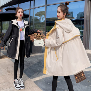 2023 Spring plus size women's elegant trench coat mid-length slimming cardigan top bright line decoration fashion