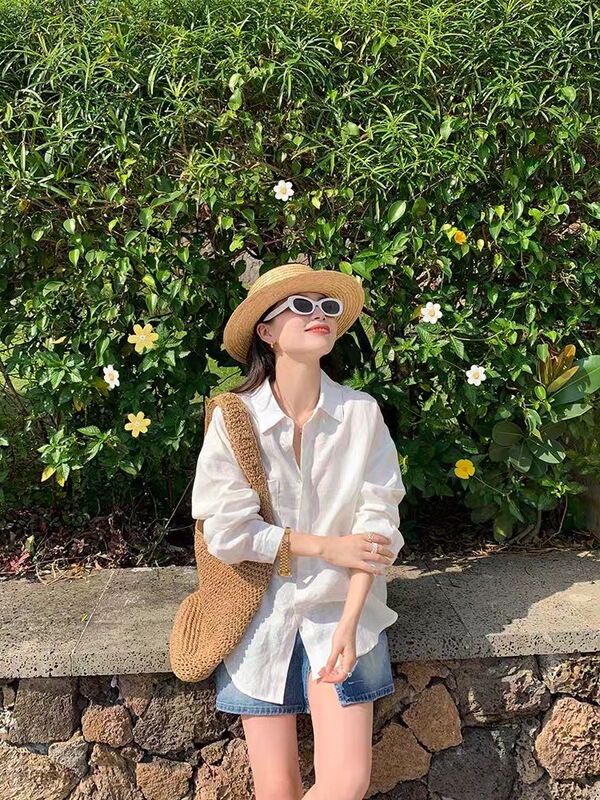 Super Cool Stuff! Super Hot! Linen Shirt for Women 2026 Spring/Summer Korean Style Loose Long-Sleeve Sun Protection Shirt Chic Trendy Top