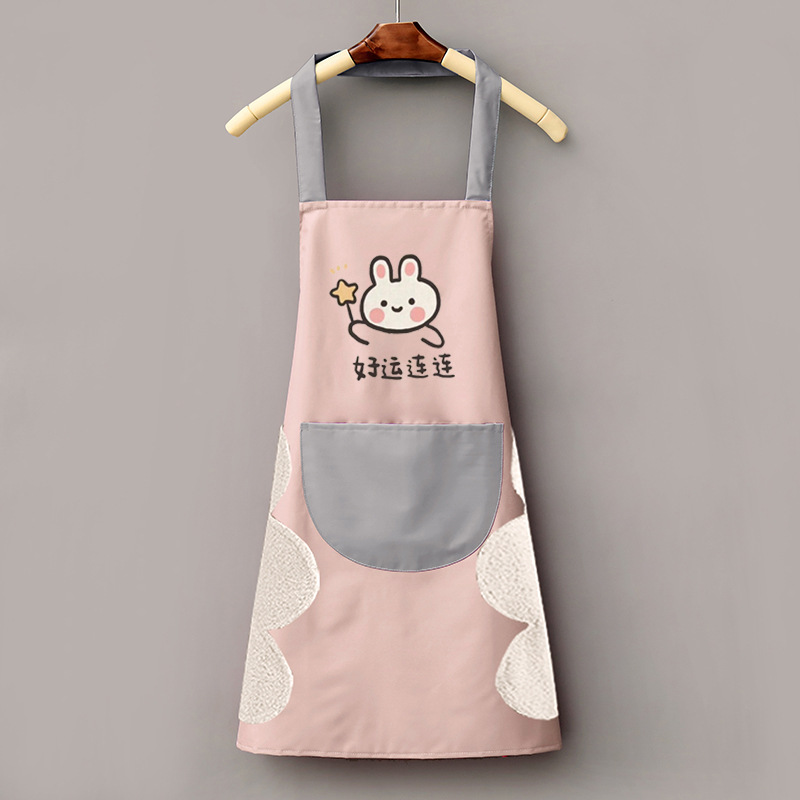 손으로 닦는 목 행운의 가죽 핑크 (다크 그레이 주머니)