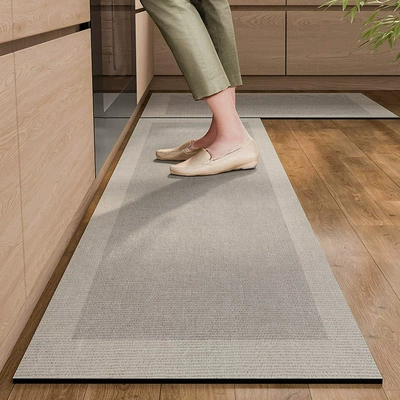 Avtomobil döşəmə paspasları — Nordic-style geometric color-block long strip - yy367-4060cmnew-diatom-mud