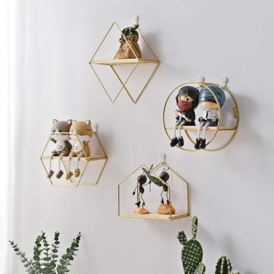 家居装饰置物架免打孔挂墙上房间卧室墙壁收纳欧式风格壁挂式|ru