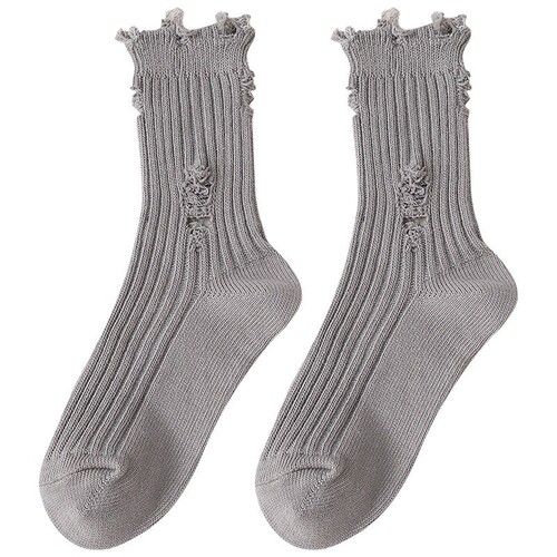 Internet celebrity wears white Korean long tube couple spring and autumn beggar hole socks men and women summer mid tube socks ins trend