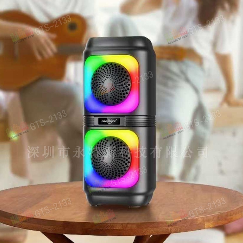KTS工場卸売GTSシリーズGTS-2133屋外ポータブルダブル4インチRGBワイヤレスbluetoothスピーカー|undefined