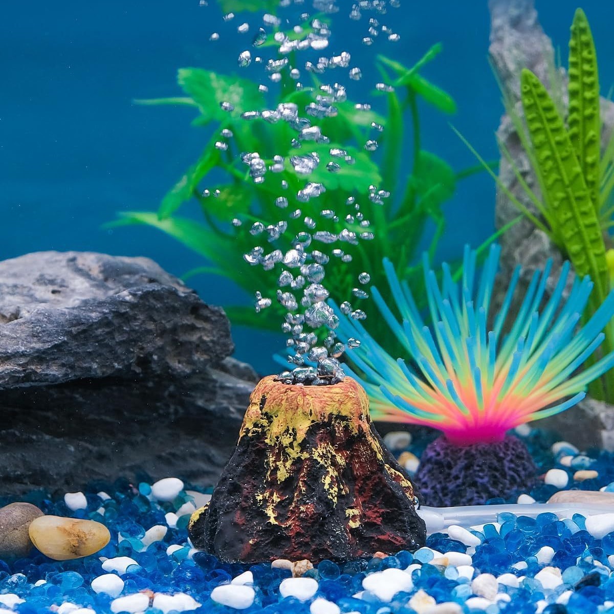 Decoración artesanal de resina de acuario simulación pequeño volcán piedra de coral acuario decoración de paisajismo de pecera calabaza de concha