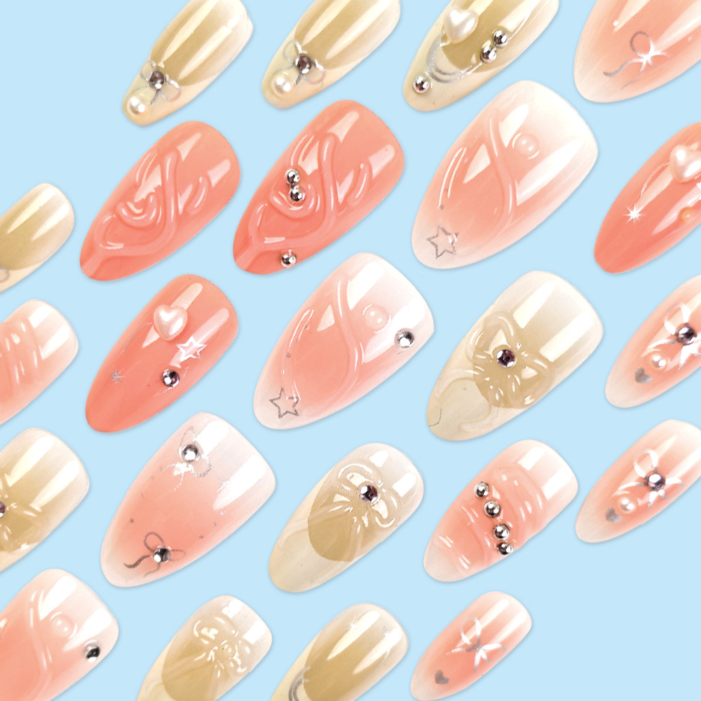 Polvo dulce de melocotón exquisito de vestir uñas Bei Zhu Qi elegante parche de uñas de venta cruzada atmósfera romántica manicura
