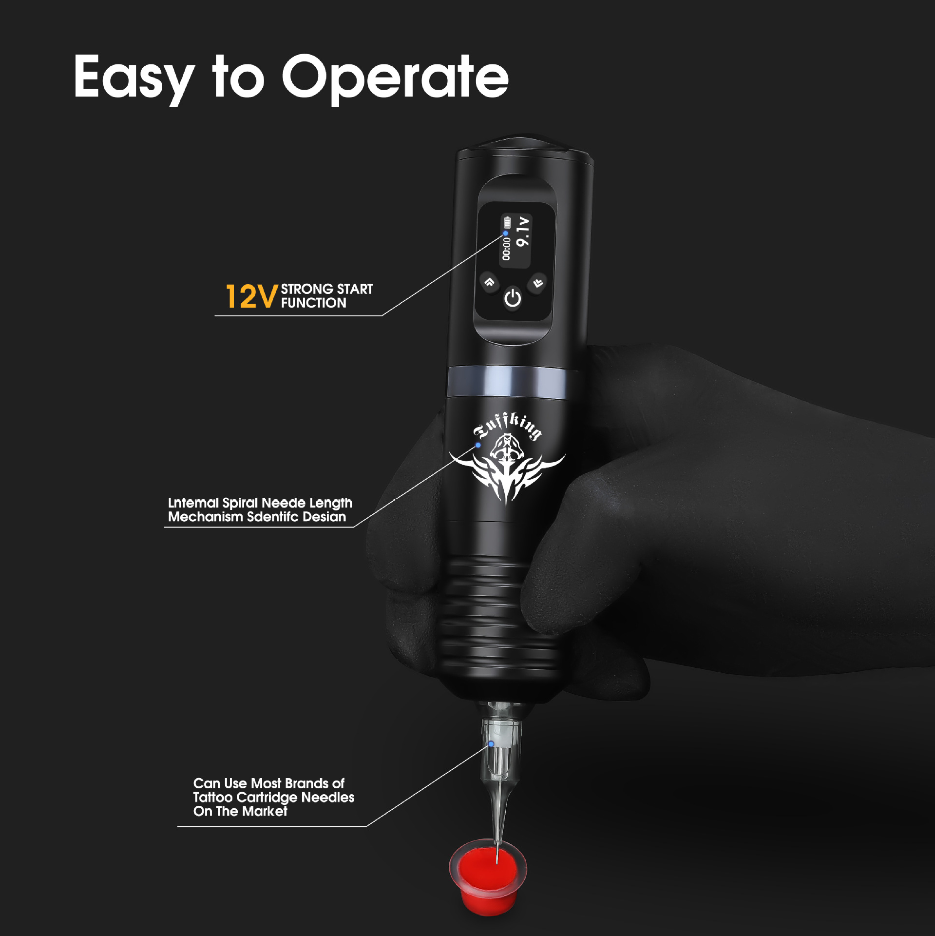 Set de tatuaje Tuffking, máquina recargable todo en uno para tatuajes de cejas, labios y tatuajes, equipo de belleza multifuncional transfronterizo.
