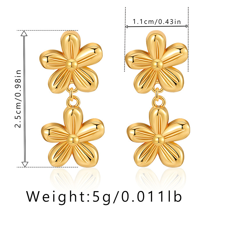 1 Pair Elegant Lady Sweet Geometric Flower Plating Copper 18K Gold Plated Ear Studs display picture 1