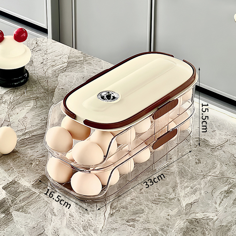Caja de almacenamiento de huevos rodante para cocina, apertura inclinada creativa de varias capas, soporte automático especial para huevos en la puerta lateral del refrigerador, caja de conservación.