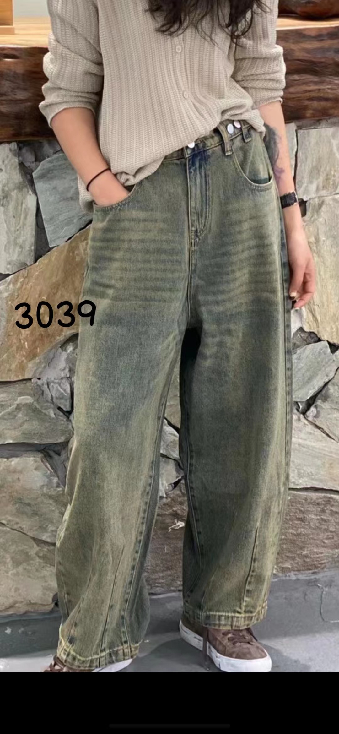 夏季新品2032时髦宽松型高腰做旧薄牛仔裤个性哈伦裤九分裤潮