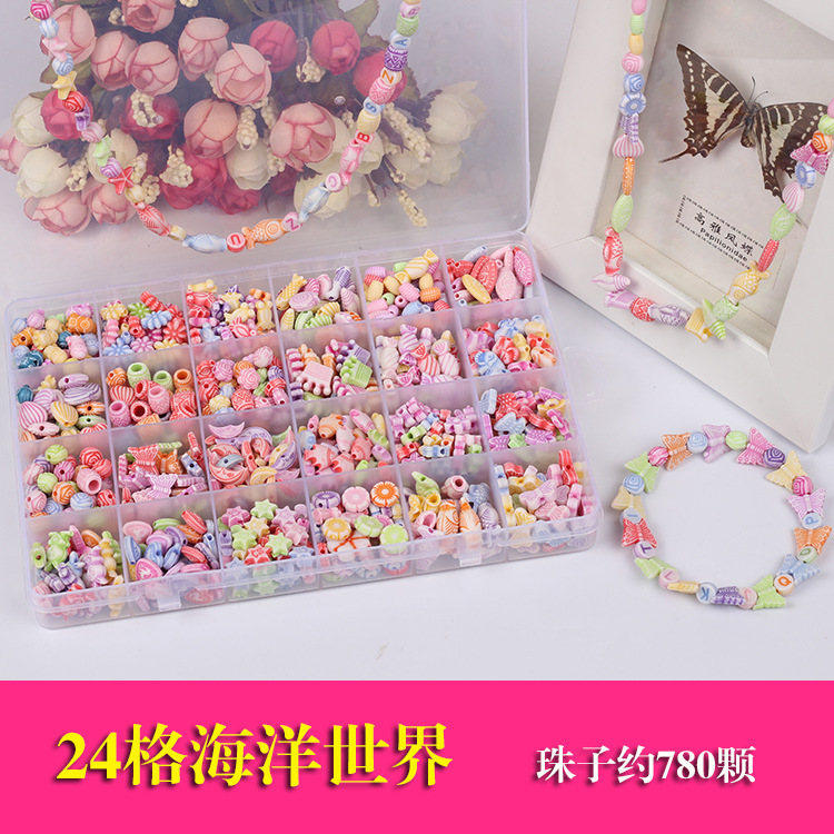 Pulsera de cuentas con cuentas para niños personalizados para mujer material de bricolaje hecho a mano acrílico accesorios con cuentas pequeñas joyas al por mayor