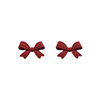 Red cute earrings with bow, simple and elegant design, internet celebrity, trend of season