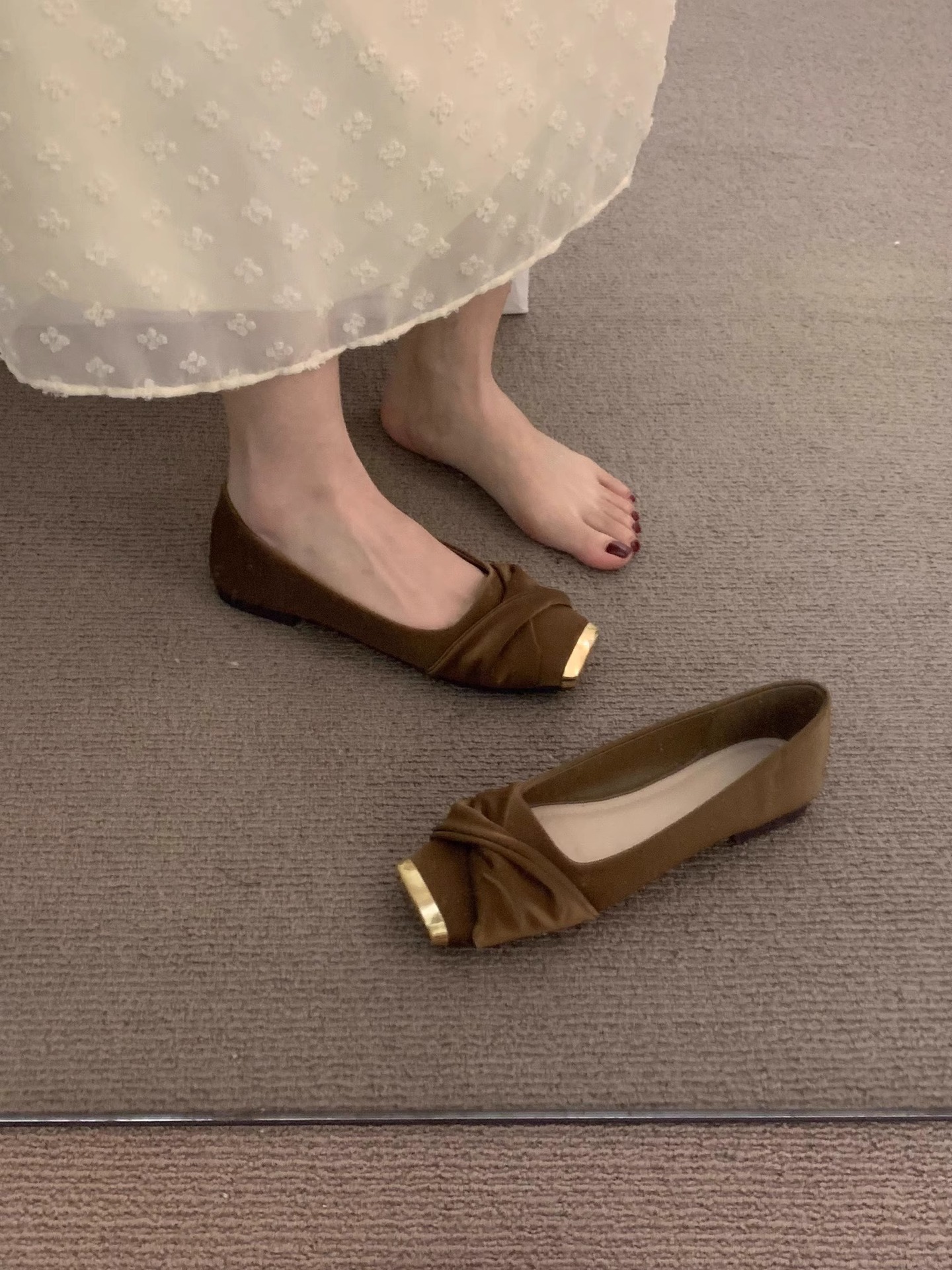 Flat Elegant Gentle High-End Commuter Shoes For Women 2025 New Spring French Square Toe Mary Jane Loafers_vogvips.com