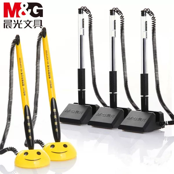 Morning Light Desk Pen Gp16103 Desktop Fixed Signature Pen Front Desk Counter Sticky Desk Pen with Rope Business Neutral Desk Pen