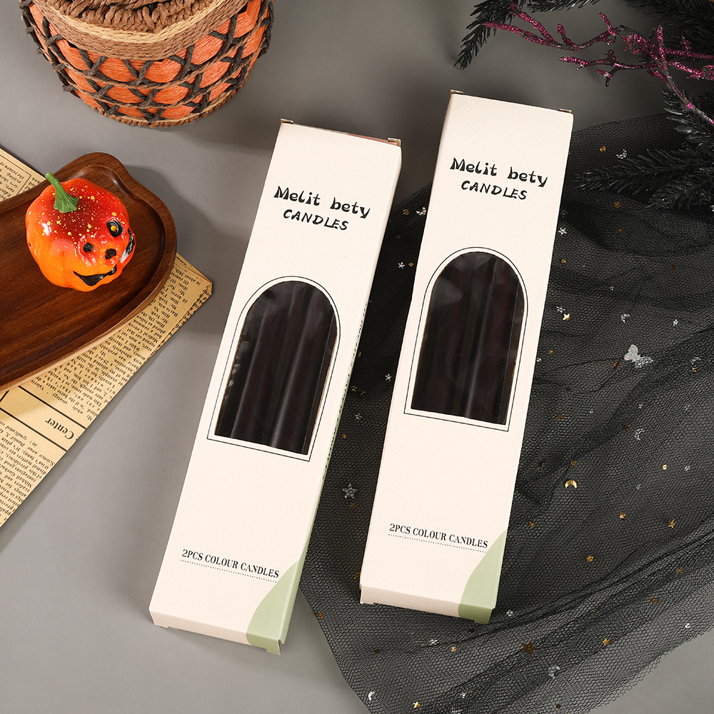 Halloween exterior negro interior rojo sangrando vela al por mayor lágrima de cera atmósfera festiva decoración larga vela transfronteriza