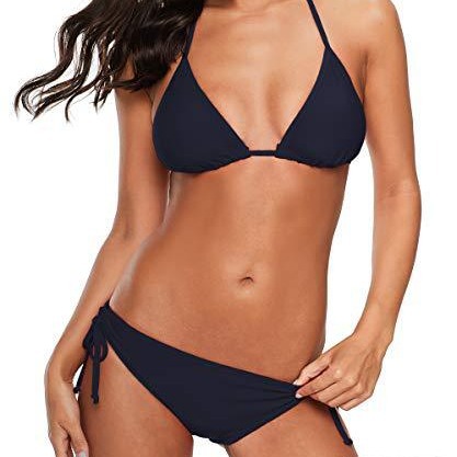 Set de Bikini Triángulo con Cordones Set de 2 Piezas de Nylon con Almohadilla sin Aros para Natación y Playa