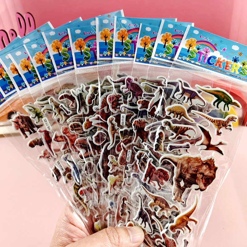 Pegatinas de burbujas de dibujos animados para niños Sanrio Kapibala Ice Animal Dinosaur Cars 3D Pegatinas estéreo