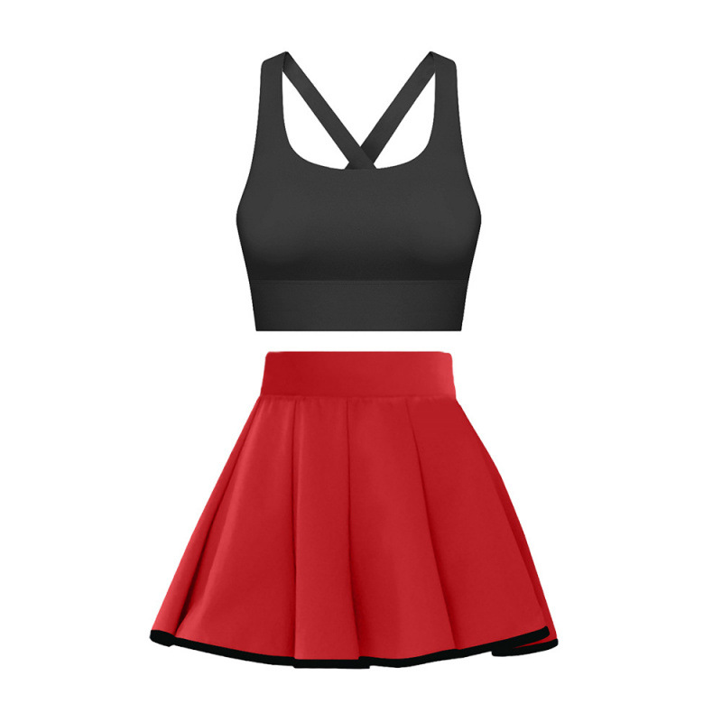 브라 블랙 + 스커트 레드