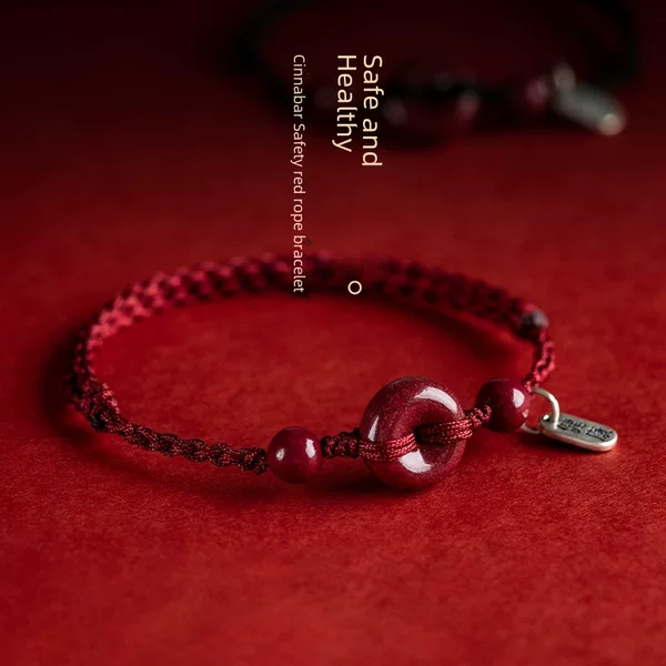 Peace Buckle Red String Bracelet Anklet for Men and Women Born in the Year of the Rabbit, Handmade Woven Bracelet, Cinnabar Bracelet, Birthday Gift