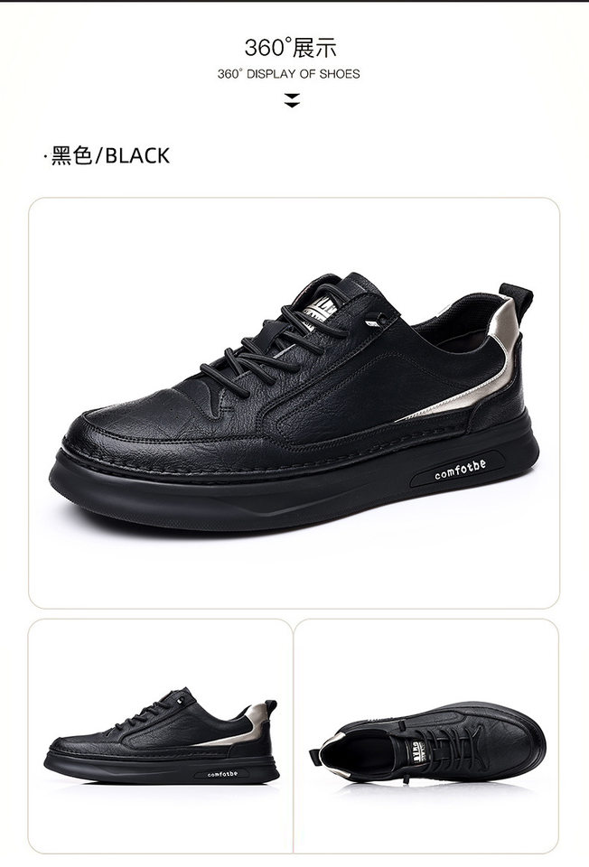 Giày sneaker nam da bò thật đế dày, giày thể thao đa năng phối đồ hợp xu hướng — PZ6018 màu trắng, PZ6018 màu đen chi tiết 23
