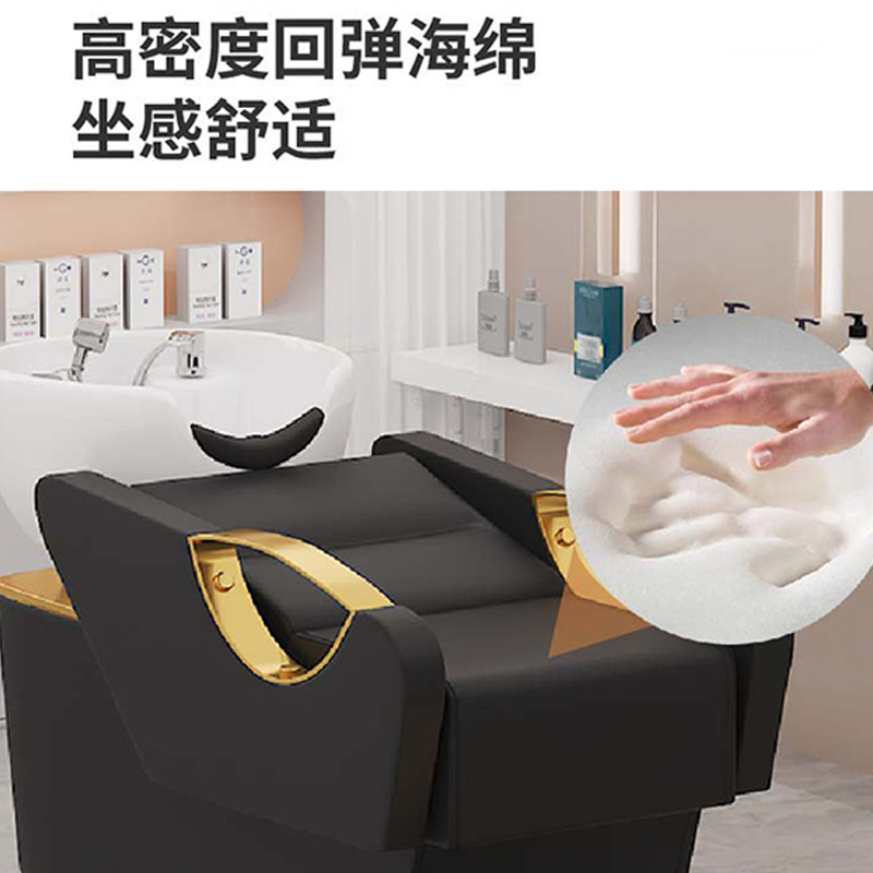 Cama de champú Peluquería Peluquería Silla de champú Peluquería con enjuagues semi-reclinables Lavabo de cerámica Cama de champú integrada
