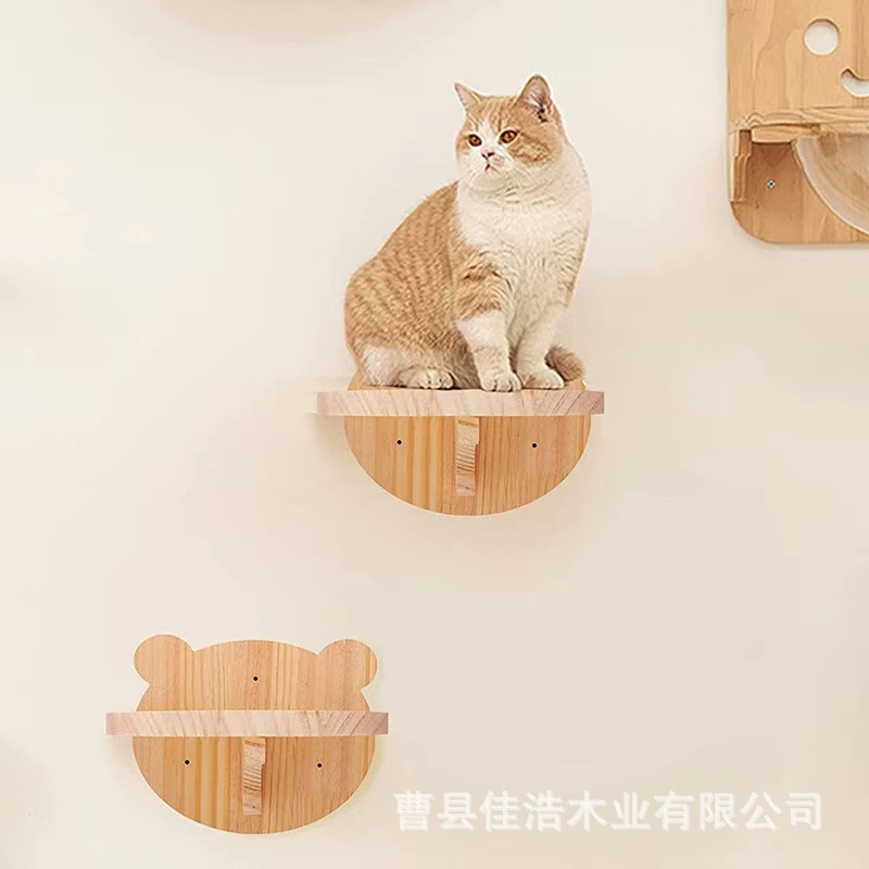 Кошачий лазательный комплекс из цельного дерева, настенная подвесная платформа для прыжков кошек, космическая капсула, кошачье гнездо «все в одном», не занимает места и не требует сверления кошачьей доски для когтей