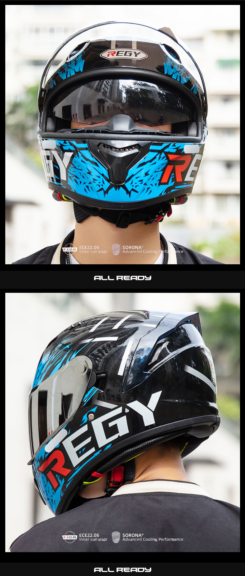 Motorcycle Helmet Full Helmet DOT/3C Certification New National Standard Class A Male and Female Double Lens Electric Vehicle Full Helmet
