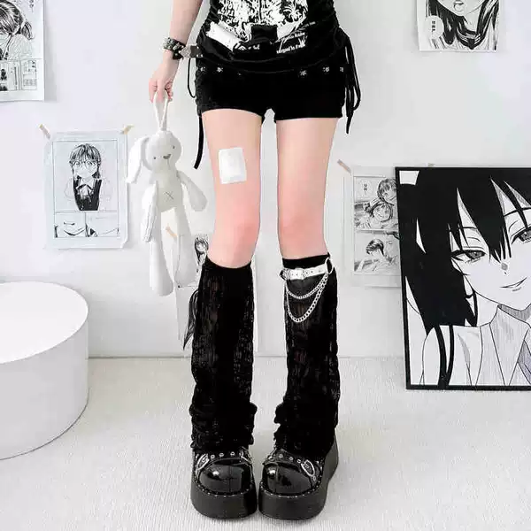 Chiffon black + one white leather buckle, thin section