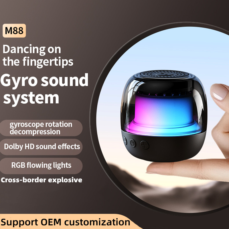 Transfronterizo M88 Dedo punta giroscopio Bluetooth altavoz portátil tarjeta de enchufe RGB atmósfera luz giroscopio pequeño sonido subwoofer