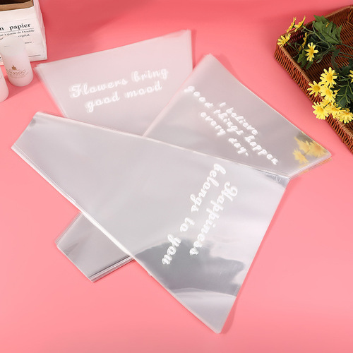Wholesale transparent printed multiple bags of roses and lilies flower packaging bagging single transparent bouquet packaging