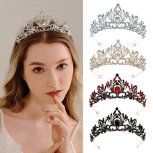 跨境结婚饰品水晶花卉皇冠公主生日婚纱头饰复古奢华水钻新娘皇冠
