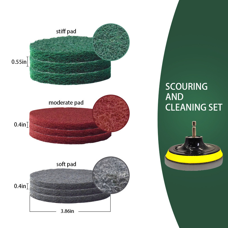 Industrial scouring pad cross-border 16-piece set hex screw flocking industrial scouring pad power tool cleaning and polishing