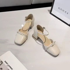 フレンチトゥサンダル女性のための 2025 夏の妖精スタイルの新しい厚いヒールメリージェーンの女性の靴スカートハイヒールの靴
