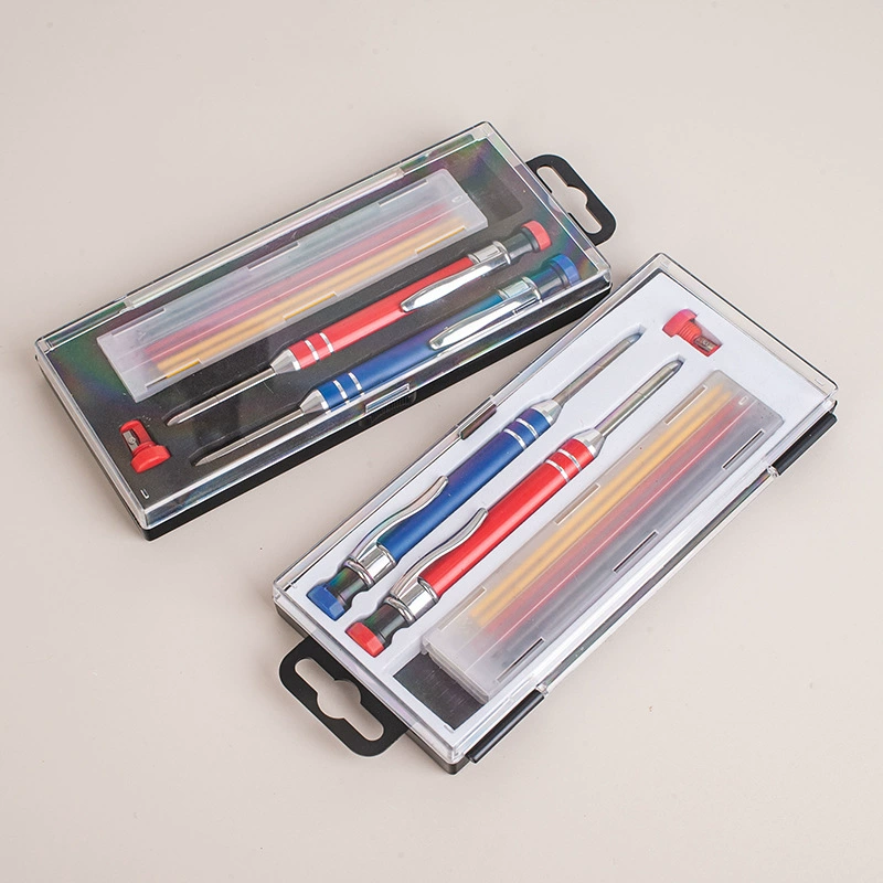 Трансграничный деревообрабатывающий карандаш набор металлических инженерных глубоких отверстий многоцветный прижимной карандаш сменный сердечник 2.8mm деревянная ручка