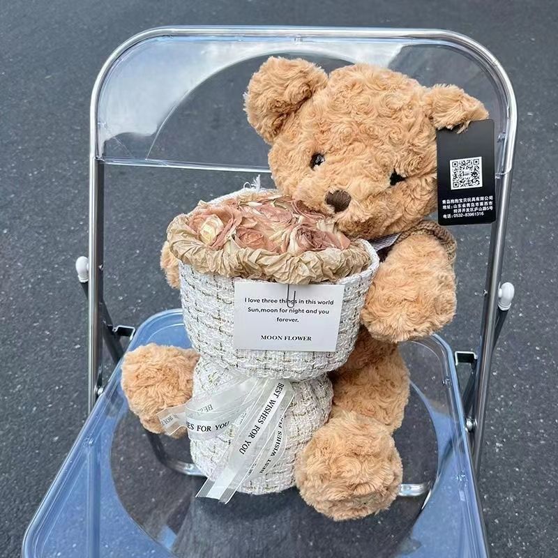 Regalos de Año Nuevo Teddy Bear Muñeca Imortalidad Rose Bouquet Regalos de cumpleaños para chicas Amigas Amigas