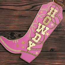 跨境新品KOWDY你好吗粉色靴子门挂牌木质工艺品场景布置道具