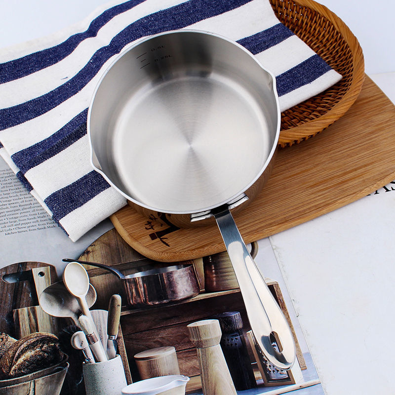 LUNKAI LUNKAI 18 / 10 acero inoxidable 12cm con desviador de agua, mantequilla de leche caliente, aceite caliente, mini olla de leche caliente