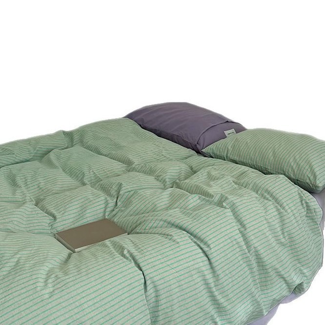 Set di biancheria da letto a quattro pezzi in puro cotone a righe, stile nordico francese minimalista retrò nordico in stile Instagram, lenzuolo e copripiumino in cotone misti e abbinati, 3 pezzi_voghion.com