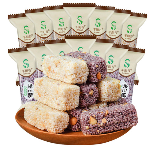 Fengyang Valley 8 pounds bulk rice crisp with black rice and peanut flavor, a popular online snack food for wholesale with one piece per order dispatch